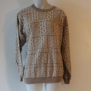 Mens Pronto Uomo Firenze Saks Fifth Avenue Tan White Knit Pullover Sweater XL *